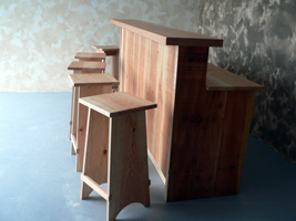 Tabourets et bar douglas brut
